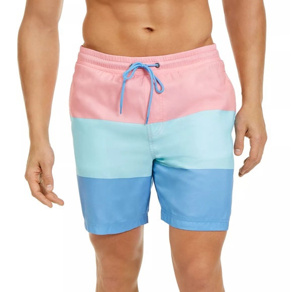 Men's Colorblocked 7" Swim Trunks, Created for Macy's - Picture 1 of 8